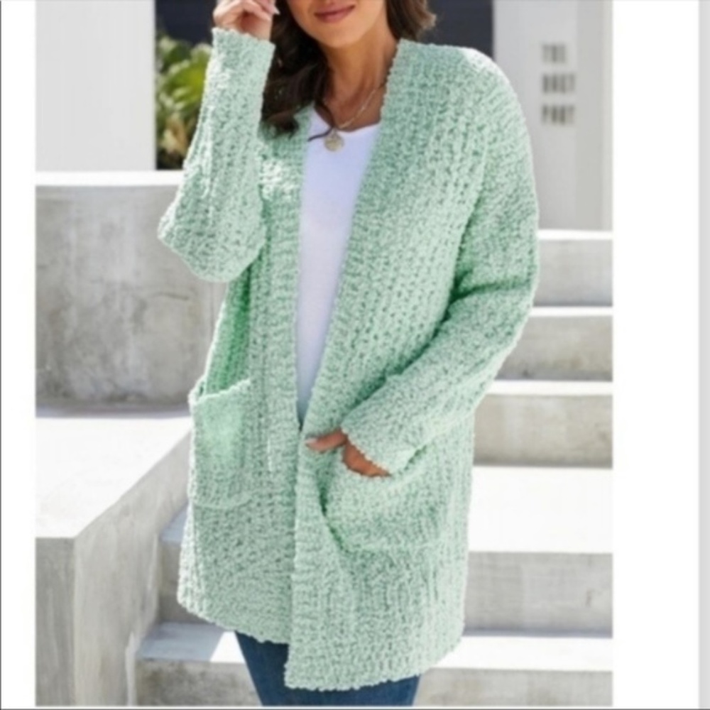 Mint Pebble Beach Textured Cardigan